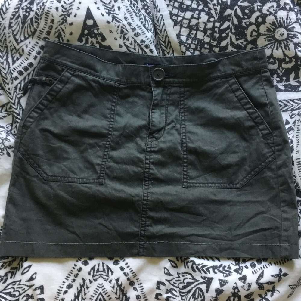 Army green mini skirt